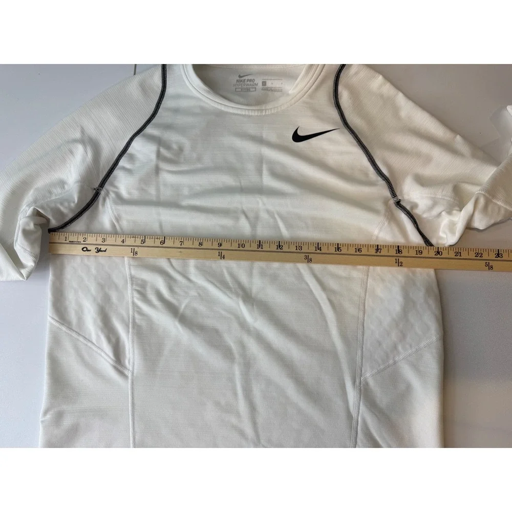 Nike Pro Hyperwarm Long Sleeve Shirt Mens Large White 801996-100 Base Layer